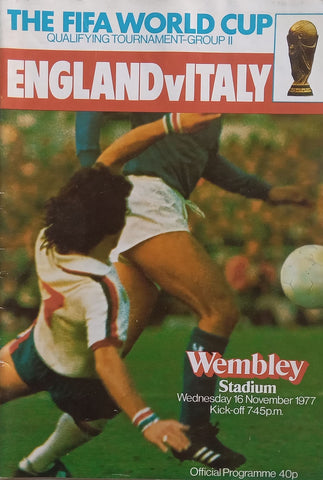 England v Italy World Cup 1977 Match Brochure