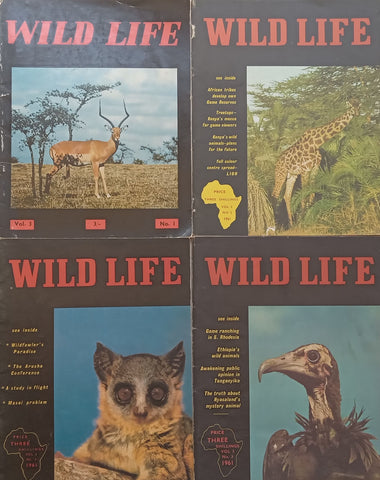 4 Issues of Wildlife, Official Journal of the Kenya Wild Life Society (Vol. 3, Nos. 1-4 + Annual Report)