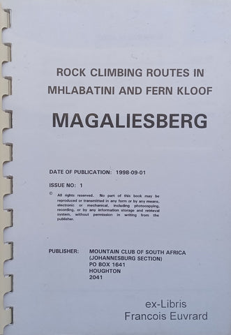 Rock Climbing Routes in Mhlabatini and Fern Kloof: Magaliesberg