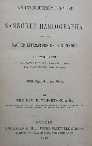 An Introductory Treatise to Sanscrit Hagiographia, or the Sacred Literature of the Hindus | R. Wrightson
