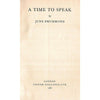 Bookdealers:A Time To Speak (Uncorrected Proof Copy) | June Drummond