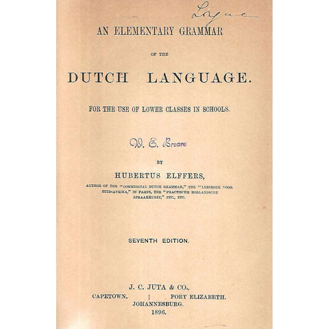 An Elementary Grammar of the Dutch Language | Hubertus Elffers