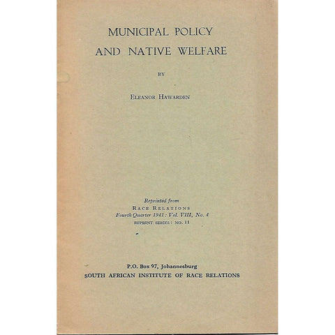 Municipal Policy and Native Welfare | Eleanor Hawarden