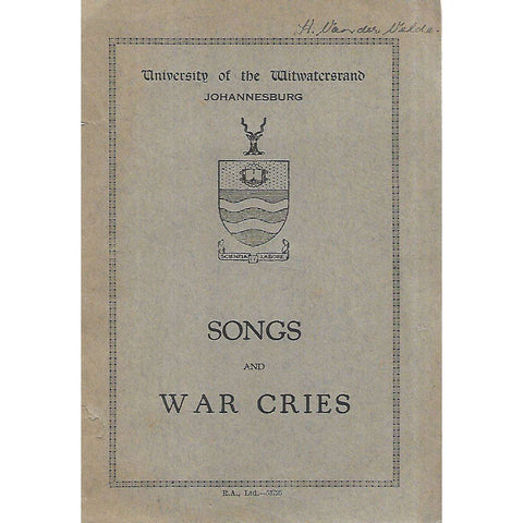 Songs and War Cries (Published by Witwatersrand University Press)