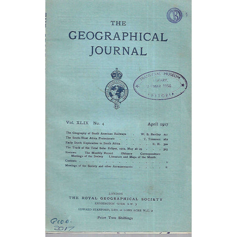 The Geographical Journal (Vol. XLIX, No. 4, April 1927)