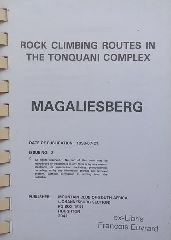 Rock Climbing Routes in the Tonquani Complex Magaliesberg