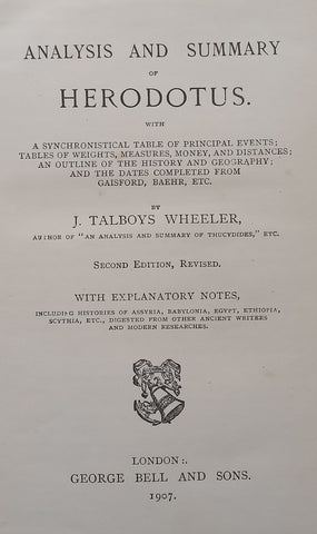 Analysis and Summary of Herodotus (Published 1907) | J. Talboys Wheeler