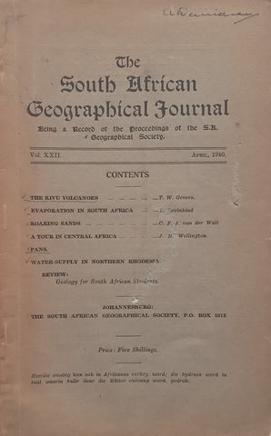 The South African Geographical Journal (Vol. 22, April 1940)