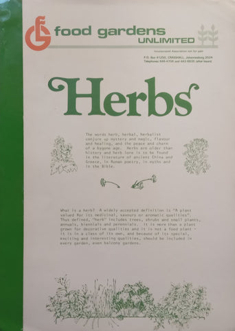 Herbs (Food Gardens Unlimited Series, Compliments Slip Loosely Inserted)