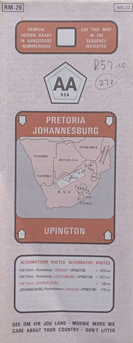 Pretoria/Johannesburg - Upington AA Road Map