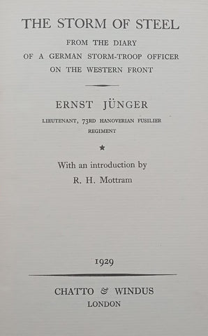 The Storm of Steel (First English Translation of ‘In Stahlgewittern’ 1929) | Ernst Jünger