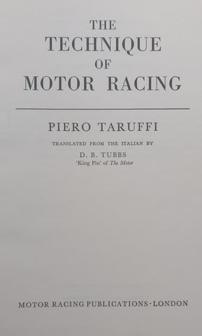 The Technique of Motor Racing (Published 1959) | Piero Taruffi