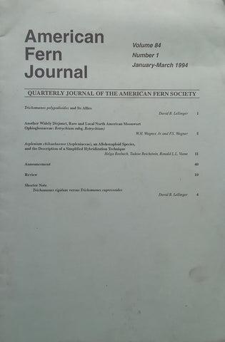 American Fern Journal (Vol. 84, No. 1, Jan-Mar 1994)