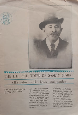 The Life and Times of Sammy Marks, with Notes on the House and Garden | S. J. N. Maisels