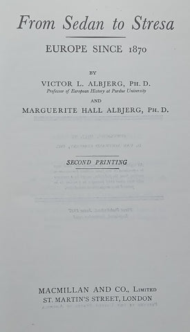 From Sedan to Stressa: Europe Since 1870 | Victor L. Albjerg &amp; Marguerite Hall Albjerg