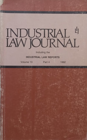 Industrial Law Journal (Vol. 13, Part 4, 1992)
