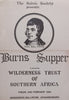 Burns Supper in Aid of the Wilderness Trust of Southern Africa, 1990 (Menu/Programme)