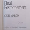 Final Postponement: Reminiscences of a Crowded Life (Signed by Author) | Cecil Margo
