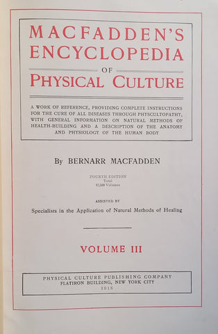 Macfadden’s Encyclopedia of Physical Culture (Vol. III) | Bernarr Macfadden