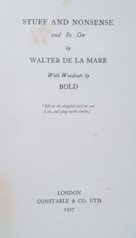 Stuff and Nonsense and So On | Walter de la Mare