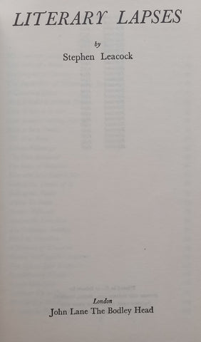 Literary Lapses | Stephen Leacock