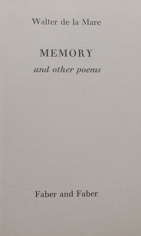 Memory and Other Poems | Walter de la Mare