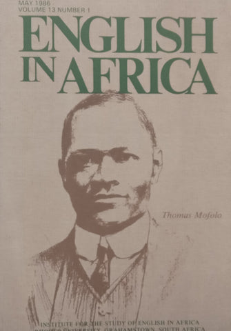 English in Africa (Vol. 13 No. 1 May 1986)