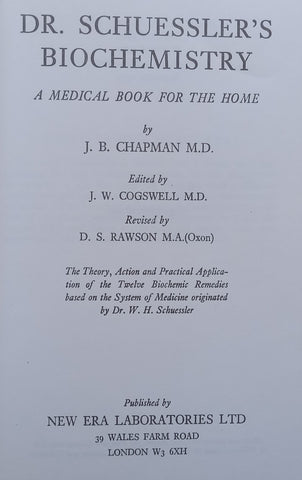 Dr. Schuessler’s Biochemistry: A Medical Book for the Home | J. B. Chapman