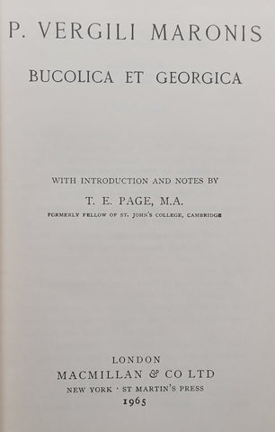 Virgil: Bucolics and Georgics (Latin Text, Notes in English) | T. E. Page (Ed.)