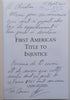 First American Title to Injustice (Possibly Inscribed by Author) | Louis Leclezio
