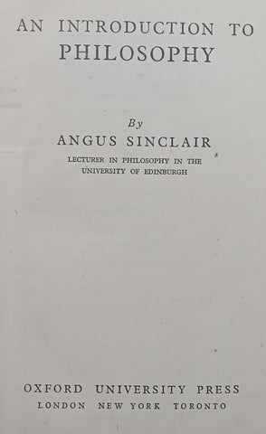 An Introduction to Philosophy | Angus Sinclair