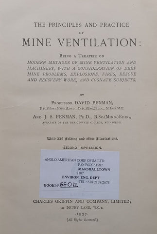 The Principles and Practice of Mine Ventilation (Published 1937) | David Penman & J. S. Penman