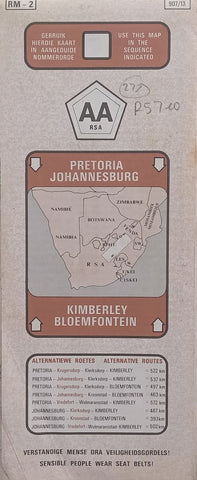 Pretoria/Johannesburg - Kimberley/Bloemfontein AA Road Map