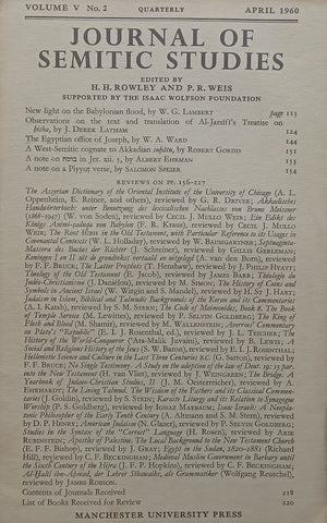Journal of Semitic Studies (Vol. 5, No. 2, April 1960)