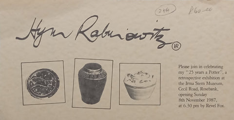 Hym Rabinowitz (Invitation to an Exhibition of his Work)