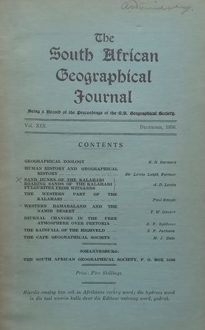 The South African Geographical Journal (Vol. 19, December 1936)