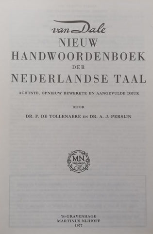 Nieuw Handwoordenboek der Nederlandse Taal (Dutch Only) | F. de Tollenaere & A. J. Persijn