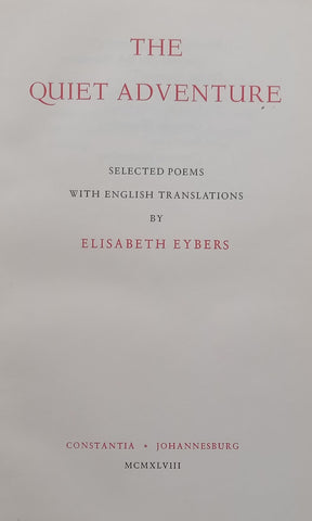 The Quiet Adventure: Selected Poems with English Translations | Elisabeth Eybers