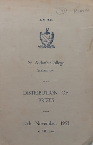 St. Aiden’s College Distribution of Prizes 1953 (Programme, with Signatures)