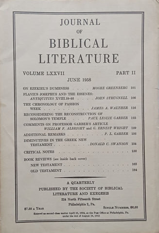 Journal of Biblical Literature (Vol. 77, Part 2, June 1958)