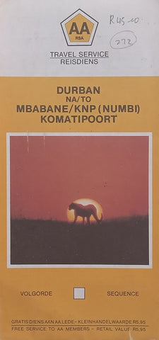 Durban to Mbabane/KNP (Numbi) Komatipoort AA Road Map
