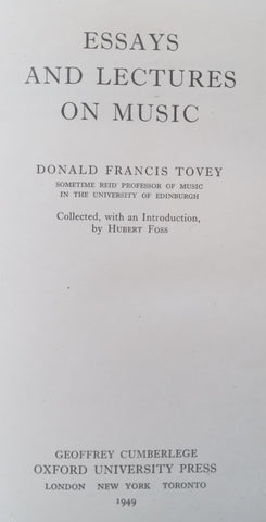 Essays and Lectures on Music | Donald Francis Tovey