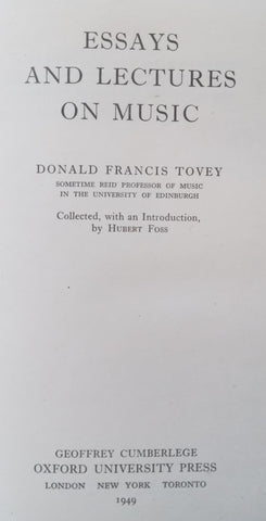 Essays and Lectures on Music | Donald Francis Tovey