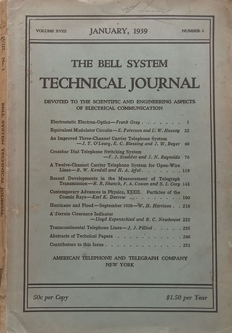 The Bell System Technical Journal (Vol. 18, No. 1, January 1939)