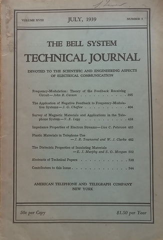 The Bell System Technical Journal (Vol. 18, No. 3, July 1939)