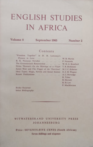 English Studies in Africa (Vol. 8 No. 2)