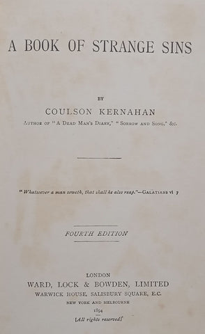 A Book of Strange Sins (Published 1894) | Coulson Kernahan