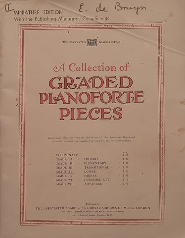 A Collection of Graded Pianoforte Pieces (Miniature Score)