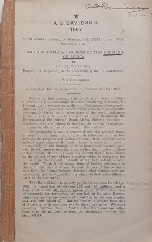 Some Geographical Aspects of the Peopling of Africa | J. H. Wellington