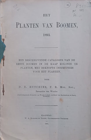 Het Planten van Boomen (Published 1893, Early Afrikaans) | D. E. Hutchins